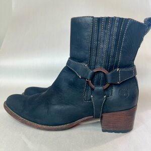 Timberland harness moto Women's Black Leather Ankle Booties Boots